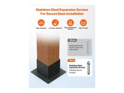 Kit de Suportes para Pérgola SucceBuy, Lote de 8, Suporte para Pontalete de Madeira 9.2x9.2 cm, 4 Suportes de Canto 3 Vias, 4 Bases para Postes, Aço Carbono