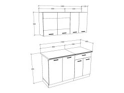 Kitchenette Esilo Branco/antracite A. 145 x L. 140 x. P. 60 cm