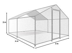 Kojec dla kurczaków 12 m² siatka druciana 4 x 3 x 2 M stal ocynkowana