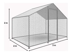 Kurnik o powierzchni 6 m², ocynkowana siatka stalowa 2 x 3 x 2 M