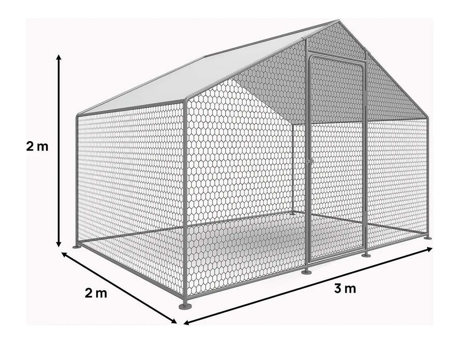 Kurnik o powierzchni 6 m², ocynkowana siatka stalowa 2 x 3 x 2 M