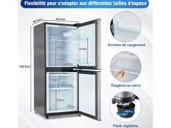 106L Prata+geladeira preta, com partição de vidro e pés ajustáveis, 7 temperatura, -25 ~ 10 ℃, classe de eficiência energética