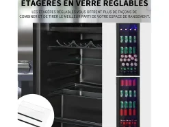 128L Refrigerador, com 3 prateleiras ajustáveis ​​e porta de vidro, -10 ° C a 10 ° C, 90 kWh/ano, eficiência energética F, 40x41x109.5cm