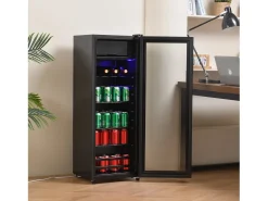 128L Refrigerador, com 3 prateleiras ajustáveis ​​e porta de vidro, -10 ° C a 10 ° C, 90 kWh/ano, eficiência energética F, 40x41x109.5cm