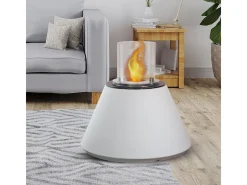 Lareira a bioetanol braseiro de jardim para interior e exterior STROMBOLI Branco Pérola d.60 x h56