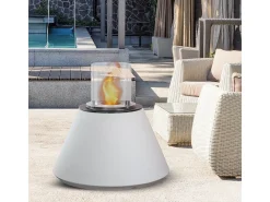 Lareira a bioetanol braseiro de jardim para interior e exterior STROMBOLI Branco Pérola d.60 x h56
