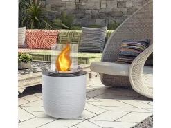 Lareira a bioetanol braseiro de jardim para interior e exterior RAFFAELLO Branco Pérola d.35 x h55