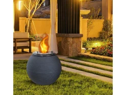 Lareira a bioetanol, braseiro de jardim para ambientes internos e externos BOTTICELLI Ferro Fundido Cinza d.40 x h54