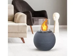 Lareira a bioetanol, braseiro de jardim para ambientes internos e externos BOTTICELLI Ferro Fundido Cinza d.40 x h54