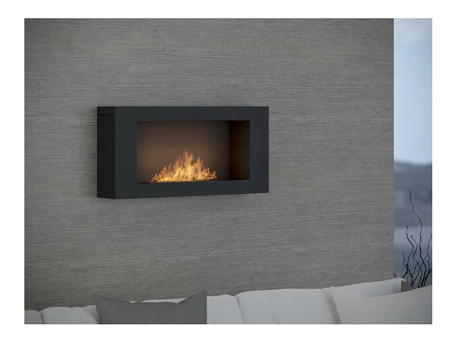 Lareira de parede a bioetanol BlackBox 910 SimpleFire com vidro