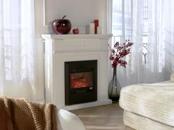 Lareira eléctrica de chão - Com cornija - C98 x P26 x A100,8 cm - Branco - OTEMANU