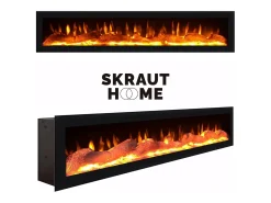 Lareira eléctrica LED, 102x35x45cm, 1 abertura, 1 porta, Lareira eléctrica, Suspensos, Cimento