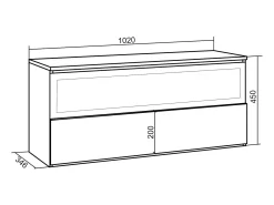 Lareira eléctrica LED, 102x35x45cm, 1 abertura, 1 porta, Lareira eléctrica, Suspensos, Preto