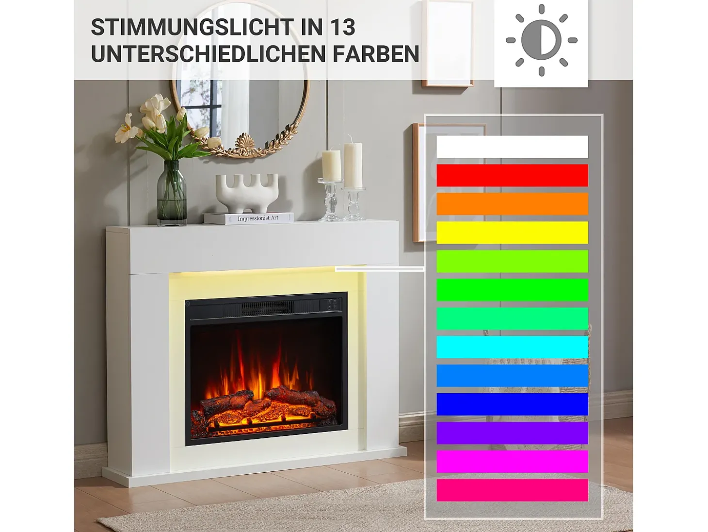 Lareira elétrica BALDERIA Finn Design - Lareira de pé - Branco
