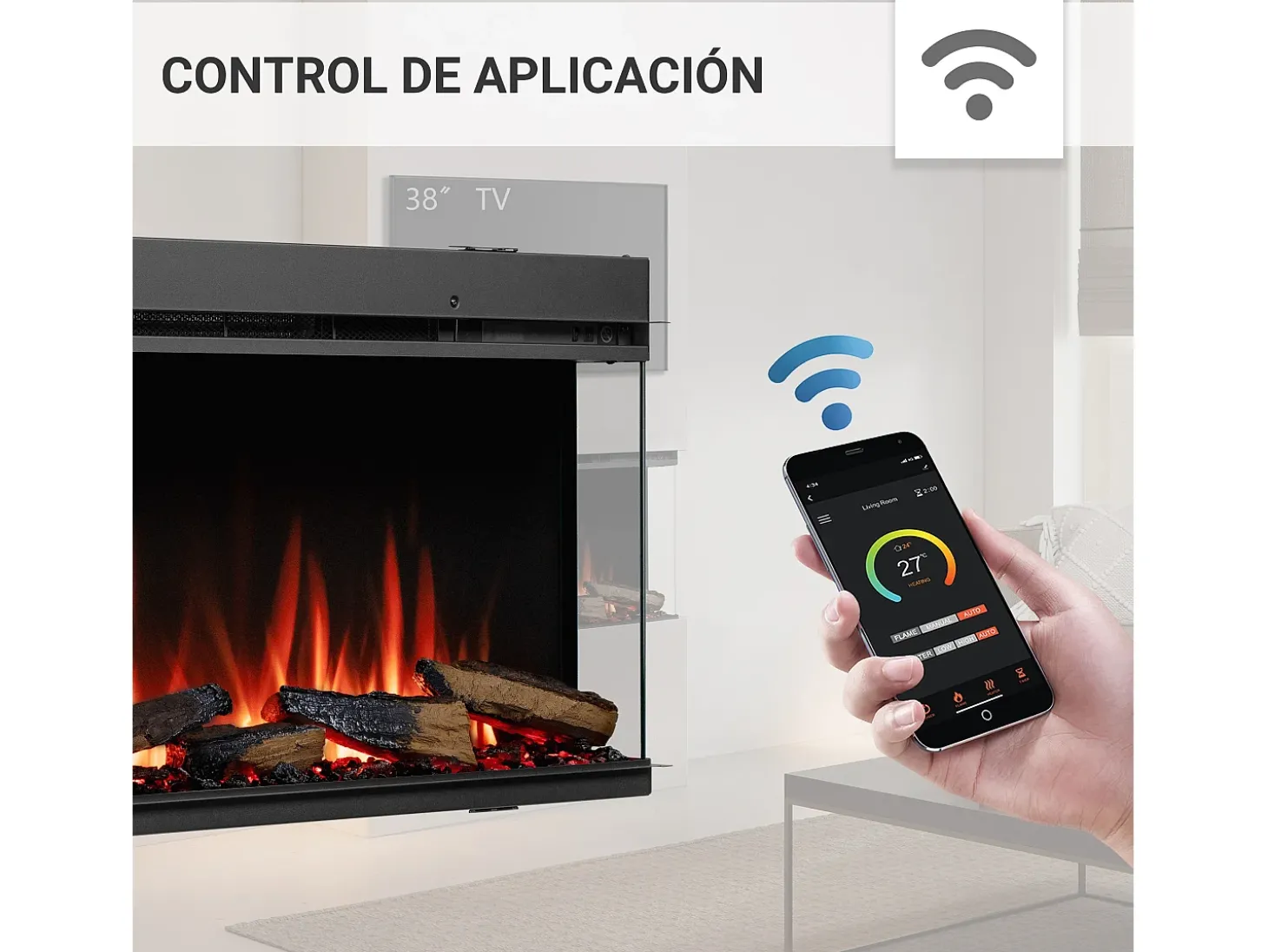 Lareira elétrica BALDERIA Athena smart 60 - Lareira embutida - Preto