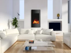 Lareira elétrica curva VULCANO - C41 x L13 x A81 cm - Preta