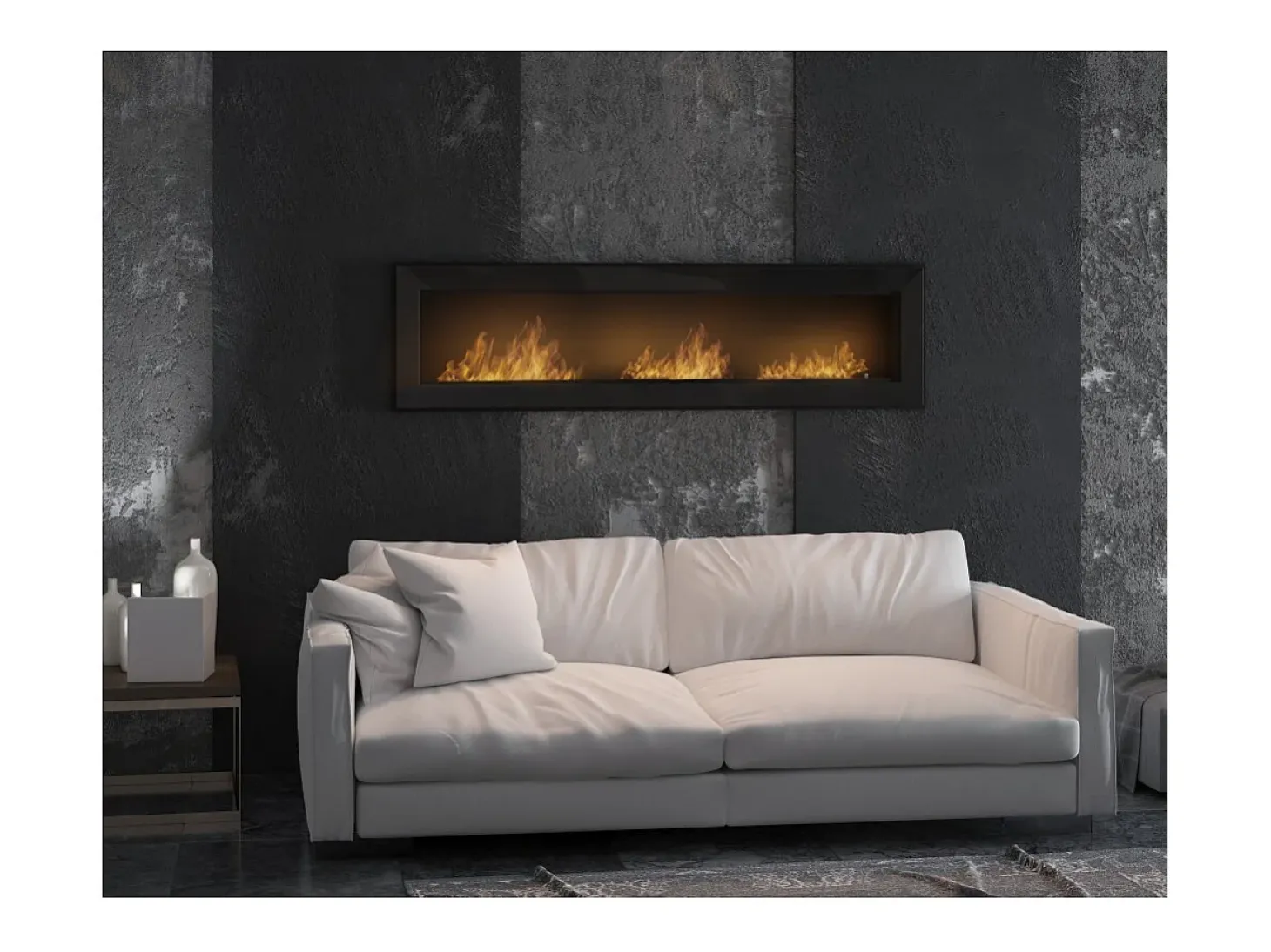 Lareira embutida a bioetanol Frame 1800 SimpleFire com vidro preto