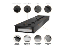 Lareira embutida a bioetanol Inside Black 2000 - Preto fosco, com vidro, queimador de 6 L, design moderno