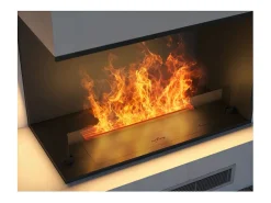 Lareira embutida a vapor de água Corner L800 com chama multicolorida, efeito 3D e controle por aplicativo, tanque de 1,2 l - 80 cm