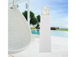 Lareira externa a bioetanol para jardim Vulcano Bianco 40x40x145