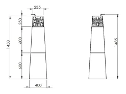 Lareira externa a bioetanol para jardim Vulcano Bianco 40x40x145