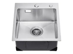 Lava-Loiça de Cozinha SucceBuy Lava-Loiça de Cozinha de 40 cm com Montagem Superior e Cuba Simples, Lava-Loiça em Aço Inoxidável para Bar
