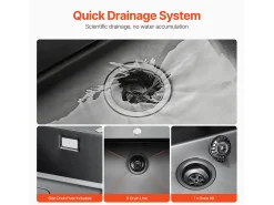 Lava-loiça de Cozinha SucceBuy, Lava-loiça de Cozinha de 40 cm com Montagem Superior, Cuba Simples, Aço Inoxidável, Preto