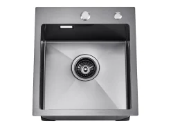 Lava-loiça de Cozinha SucceBuy, Lava-loiça de Cozinha de 40 cm com Montagem Superior, Cuba Simples, Aço Inoxidável, Preto