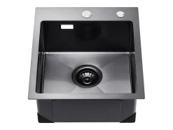Lava-loiça de Cozinha SucceBuy, Lava-loiça de Cozinha de 40 cm com Montagem Superior, Cuba Simples, Aço Inoxidável, Preto