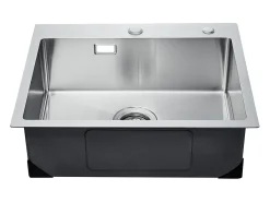 Lava-Loiça de Cozinha SucceBuy Lava-Loiça de Cozinha de 68CM com Montagem Superior e Cuba Simples, Lava-loiça em Aço Inoxidável com Balcão