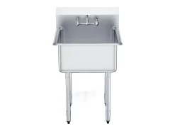Lava-loiça de Serviço, SucceBuy, Lava-loiça Comercial de Cozinha e Preparação com 1 Compartimento e Backsplash em Aço Inoxidável