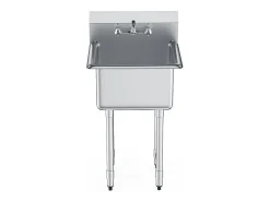 Lava-loiça de Serviço, SucceBuy 53.3x104.1CM, Lava-loiça de Serviço e Preparação com 1 Compartimento e Backsplash em Aço Inoxidável