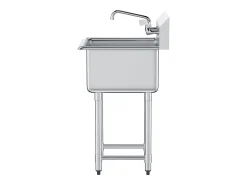 Lava-loiça de Serviço, SucceBuy 53.3x104.1CM, Lava-loiça de Serviço e Preparação com 1 Compartimento e Backsplash em Aço Inoxidável