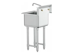 Lava-loiça de Serviço, SucceBuy 45.7x104.1CM, Lava-loiça de Serviço e Preparação com 1 Compartimento e Backsplash em Aço Inoxidável