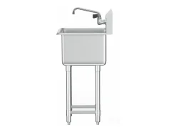 Lava-loiça de Serviço, SucceBuy 45.7x104.1CM, Lava-loiça de Serviço e Preparação com 1 Compartimento e Backsplash em Aço Inoxidável