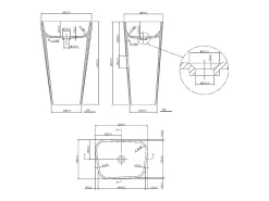 Lavatório com pé retangular em solid surface - Branco - TILICHO