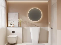 Lavatório com pé retangular em solid surface - Branco - TILICHO