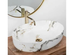 Lavatório De Apoio Rea Queen Carrara Shiny White