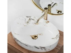 Lavatório De Apoio Rea Queen Carrara Shiny White