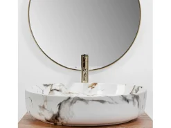 Lavatório De Apoio Rea Queen Carrara Shiny White