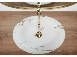 Lavatório De Apoio Rea Queen Carrara Shiny White
