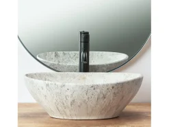 Lavatório De Apoio Rea Sofia Light Stone Oval Grey