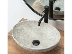 Lavatório De Apoio Rea Sofia Light Stone Oval Grey
