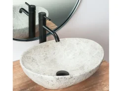 Lavatório De Apoio Rea Sofia Light Stone Oval Grey