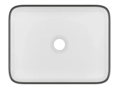 Lavatório de casa de banho branco com debruado preto retangular 50x39 cm - JUNIKO II