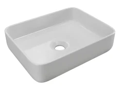Lavatório de casa de banho retangular branco – Acabamento brilhante – 50 x 39 cm – JUNIKO II