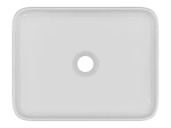 Lavatório de casa de banho retangular branco – Acabamento brilhante – 50 x 39 cm – JUNIKO II