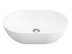 Lavatório de casa de banho oval em solid surface - Branco - 58 cm - SENGLI