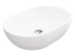 Lavatório de casa de banho oval em solid surface - Branco - 58 cm - SENGLI