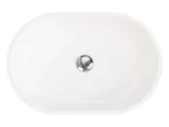 Lavatório de casa de banho oval em solid surface - Branco - 58 cm - SENGLI